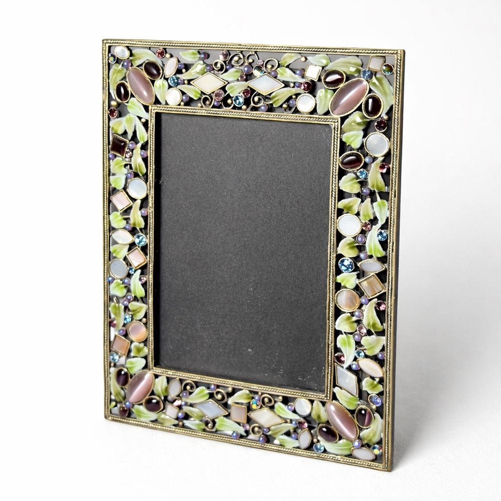 Vintage Jeweled Floral Photo Frame 4x6 Rhinestone Decorative Frame